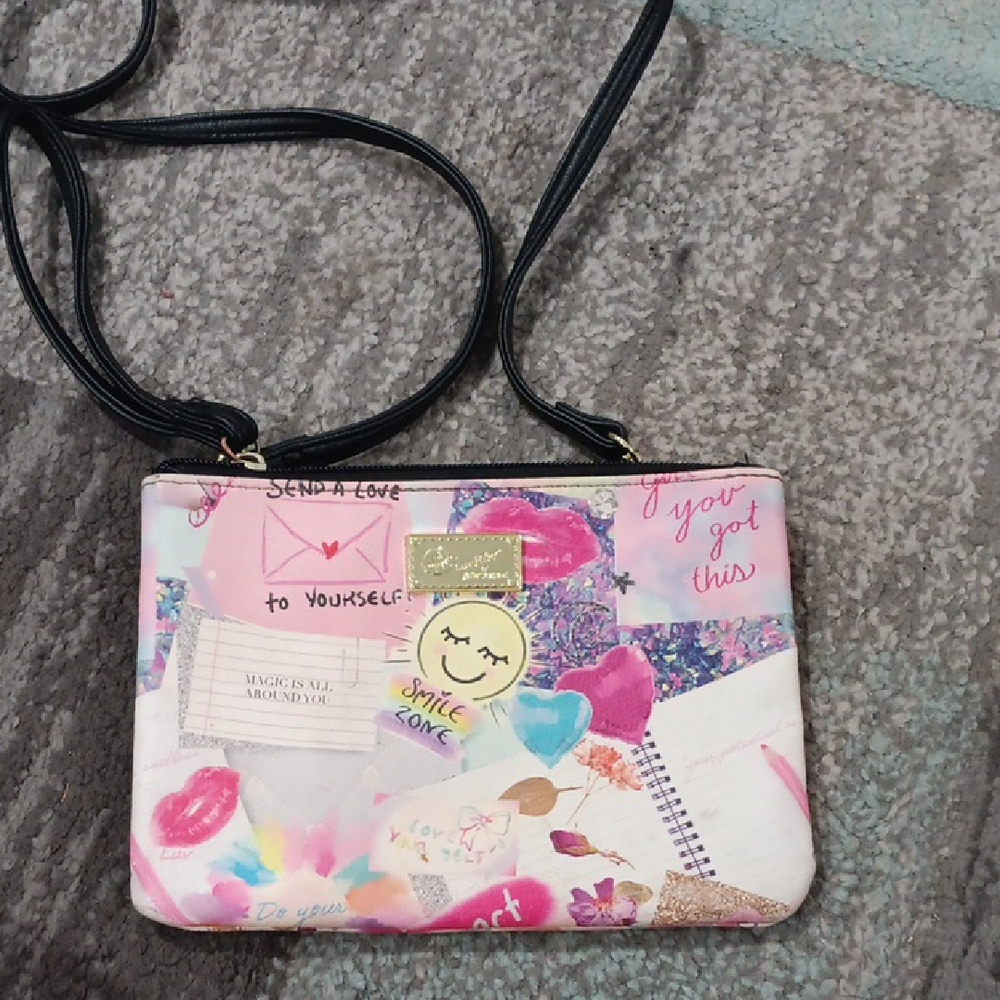Betsey Johnson Pink and Black Crossbody Bag